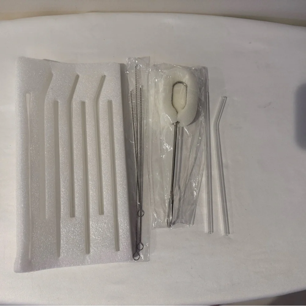 Clear Glass Straw Set
